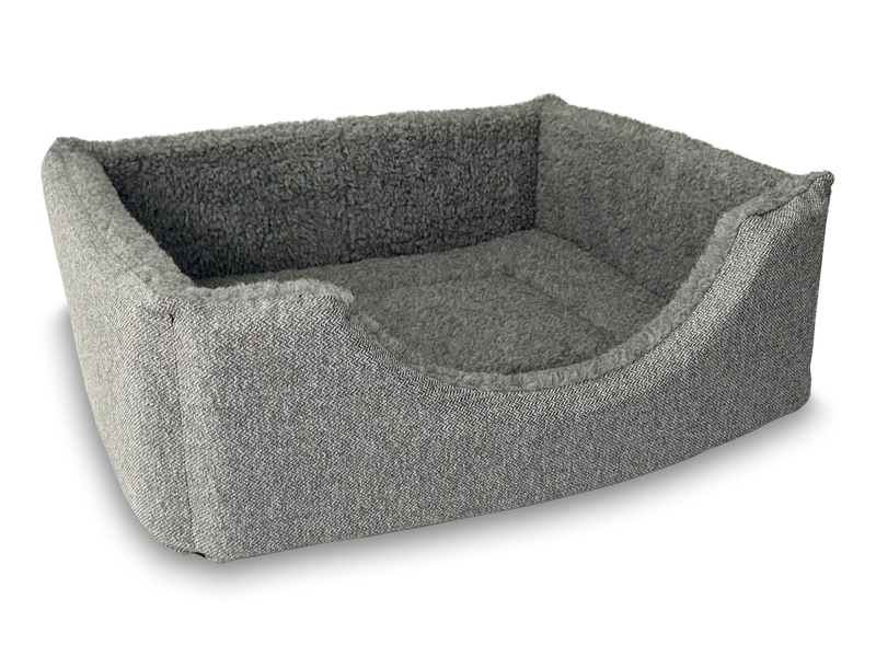 Haven Square Fleece Lined High Sided Luxury Dog Bed 5 Sizes in Orkney Orkney Grey