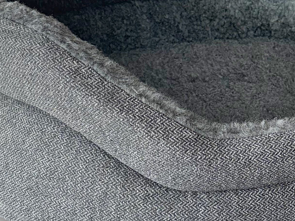 Snug Fleece Lined High Sided Oval Luxury Dog Bed 5 Sizes in Orkney Grey